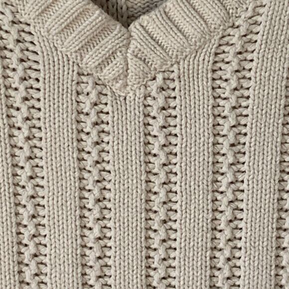 Vintage 90s Eddie Bauer Sweater Woman’s SZ L Ivory Cable Knit Long Sleeve Cotton - Picture 4 of 13